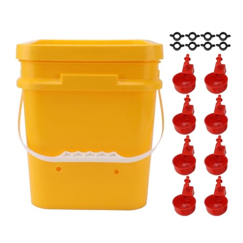 Küken Futterspender Automatischer Hühner Tränkebecher mit 12 Liter Handfass, Geflügeltränke Set für Gänse Enten(Integral New Red Bird Bowl) von Tissting