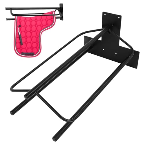 Sattelregal, 60 x 32 x 26 cm Wandmontaged Sattel Rack Stand Doppelbalken Hessel Aufbewahrung Eisen Sattelhalter Pferdebad Tackspeicher Ständer Reitständer Geräte von Tissting