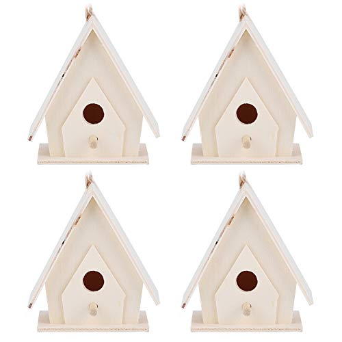 4Pcs Hölzernes Vogelhaus, Mini Hängendes Hölzernes Vogelhaus Nest Käfig Ornament Craft Hanging Garten Patio Vogelhäuser Dekorative Nest Zucht Box für Schwalbe Sperling Vögel von Tissting