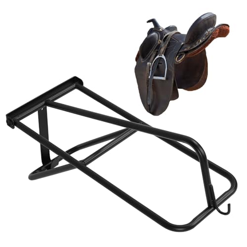 Tissting Portable Fold Sattelständer, Wall Mount Black Saddle Stand, Pferdesattel Aufbewahrungsgestell, für Pferdeanhänger Sättel Pferde Decke Stall von Tissting