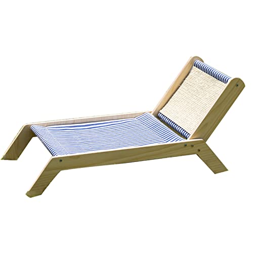 Tissting Strandkorb, Katzenhängematte, Holz-Katzenstuhl, Katzen-Strandkorb, Sommer, für alle Jahreszeiten, erhöhtes Katzenbett mit Sisal-Kratzer für draußen und drinnen (Beach Chair) von Tissting