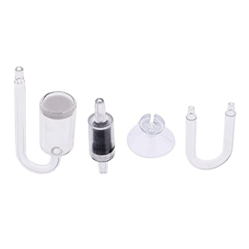 Tiuimk Kleiner Mundbecher 4-teiliges Set - Rückschlagventil aus Kunststoff, U-Form Glasrohr, CO2-Diffusor aus Glas und Saugnapf - transparent von Tiuimk