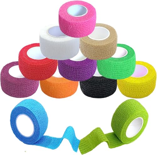 Tiusixsy 14 Rollen Selbstklebender Verband, 5cm x 4.5m Kohäsive Bandage, Selbsthaftende Bandage Elastischer Verband Klebeverband Fixierbinde für Vet Wrap Pet Katze, Hund, Handgelenk, Pferd von Tiusixsy