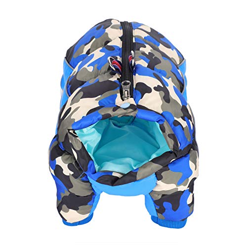 Haustier Hund Winter Warm Halten Winddichte Kleidung Kleidung Vierbeiner Zurück Reißverschluss Blaue Camouflage (18#) von Tixiyu