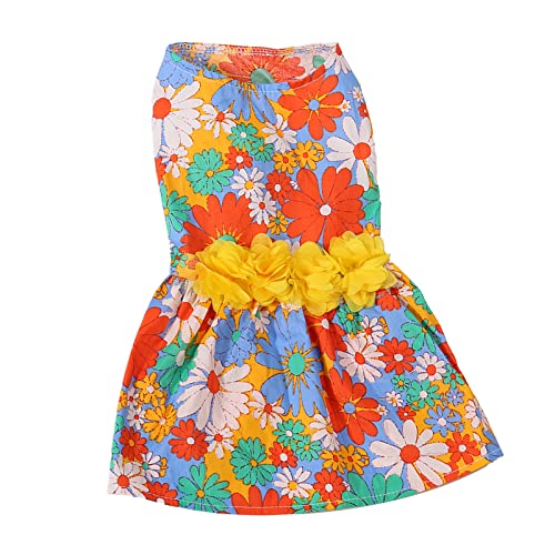 Tixiyu Hundekleid, Weich, Hautfreundlich, Modisches Welpen-Urlaubskleid mit Blumendekor für Frühling und Sommer (L) von Tixiyu