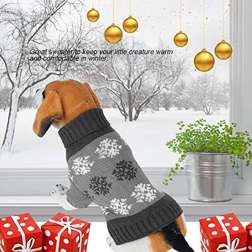 Tixiyu Niedliche Hunde-Weihnachtskleidung, Schneeflocken-bedruckter Strickpullover für Kleine Hunde (M) von Tixiyu