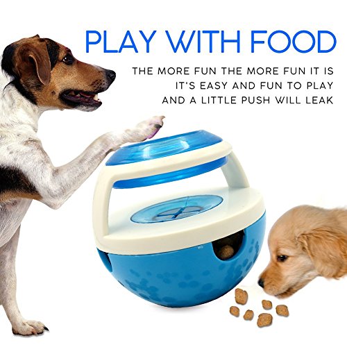 Tixqeaif Kreative Tumbler Form Haustier Hundefutter-Zufuhr Spielzeugball Kausspielzeug Undichte Nahrungszufuhr Ball IQ Training Spielzeug interaktives Spielzeug (blau) von Tixqeaif