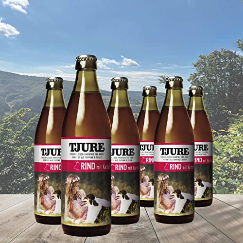 TJURE Hunde-Fleischsmoothie Rind 6 x 320ml - Flüssignahrung für Hunde zu Hause und unterwegs - Optimale Flüssigkeitszufuhr für aktive & trinkfaule Hunde von Tjure