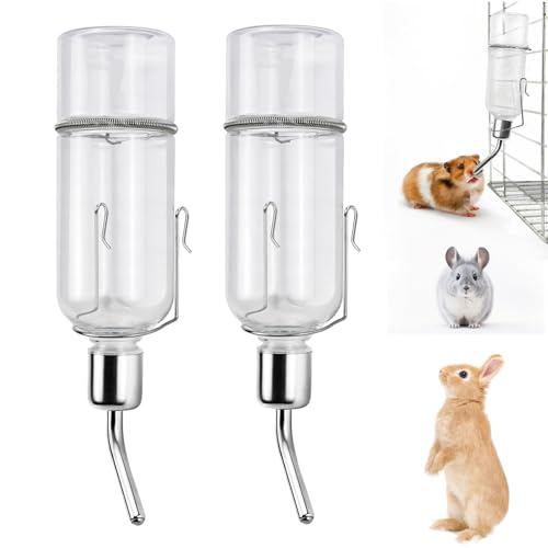 Tkxjry 2 Stück Hängende Automatischer HaustiereWasserflaschen, 350ml Kaninchen Wasserflasche, Hasenflasche mit Halterung, Kleintiertränke, für Kleintiere wie Kaninchen,Hamster,Meerschweinchen von Tkxjry