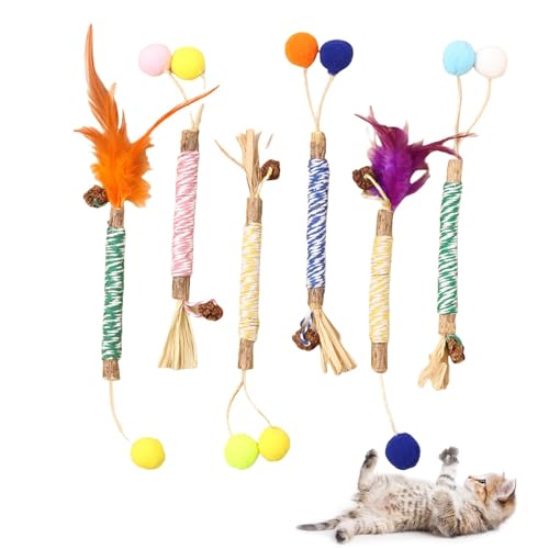 Tkxjry 6 Stück Katzenminze Sticks,Chew Toy for Cats,Natürliche Katzenminze Sticks,Dental Chew Stick,Cats Dental Care Spielzeug,Katzenminze Sticks,Knabberstangen Katze,für Zahnpflege, Spielen und Kauen von Tkxjry