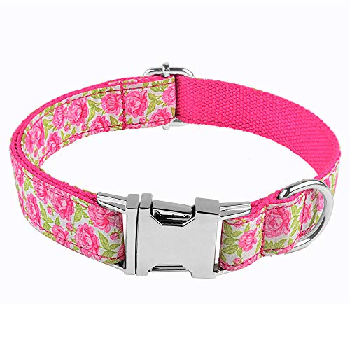 Hundeleine Verstellbares Nylon Cooles Hundehalsband geschnitzter Name Telefon Blau Pitbull Personalisierte Hundehalsbänder Hundezubehör Tag-Rosey_Collar_L von Tlwrnop