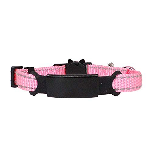 Reflektierendes Nylonhalsband Benutzerdefinierte personalisierte ID Kostenlose Gravur Katze Kleiner Hund Nylon Einstellbar für Welpen Kätzchen Halskette-R-Pink_Black_7-12_inch von Tlwrnop