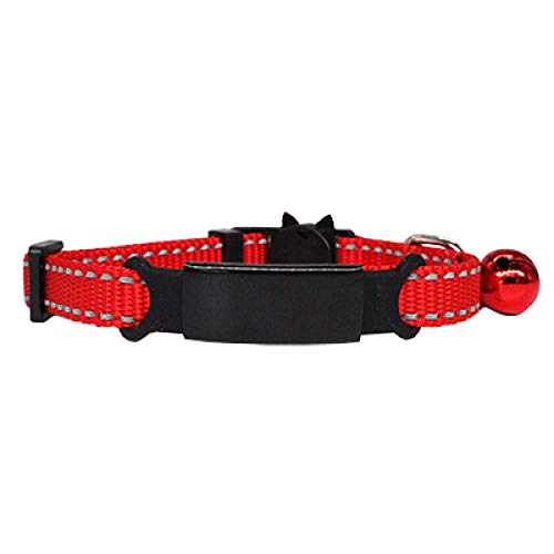 Reflektierendes Nylonhalsband Benutzerdefinierte personalisierte ID Kostenlose Gravur Katze Kleiner Hund Nylon Einstellbar für Welpenkätzchen Halskette-R-Red_Black_7-12_inch von Tlwrnop