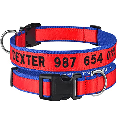 Tlwrnop Gesticktes individuelles Haustierhalsband Nylon-Hundehalsband Personalisiertes Welpen-ID-Namenshalsband für kleine mittelgroße große Hunde Adjustable-Red_M__ von Tlwrnop