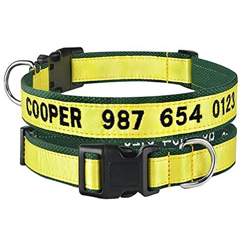 Tlwrnop Gesticktes individuelles Haustierhalsband Nylon-Hundehalsband Personalisiertes Welpen-ID-Namenshalsband für kleine mittelgroße große Hunde Adjustable-Yellow_M__ von Tlwrnop