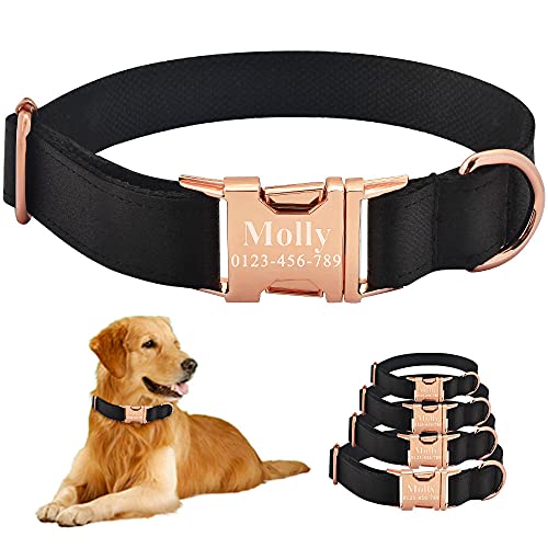 Tlwrnop Gravur Hundehalsband Personalisiert Verstellbar Langlebig Nylon Hunde ID Name XS-L-M_31-50cm von Tlwrnop