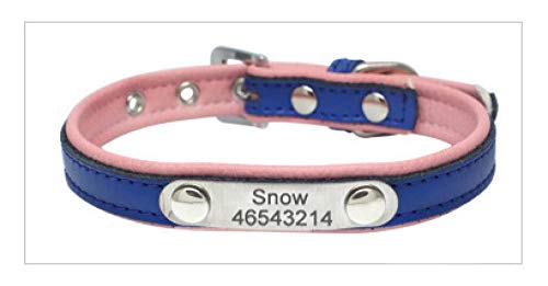 Tlwrnop Gravur Pu Leder Verstellbare Halskette Nieten Pet Dog Cat Collars Pfoten geschnittene Welpenhalsbänder-Dark_Blue_L von Tlwrnop