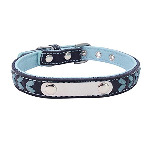 Tlwrnop Katzenhalsband für kleine Hundeleder Katzenwelpenhalsbänder Haustierbedarf Produkt einstellbar für Kätzchen Haustierhalsbänder -Light_Blue_L von Tlwrnop