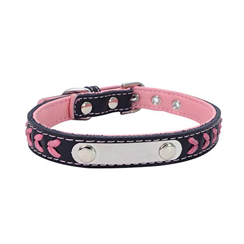 Tlwrnop Katzenhalsband für kleine Hundeleder Katzenwelpenhalsbänder Haustierbedarf Produkt einstellbar für Kätzchen Haustierhalsbänder -Pink_L von Tlwrnop