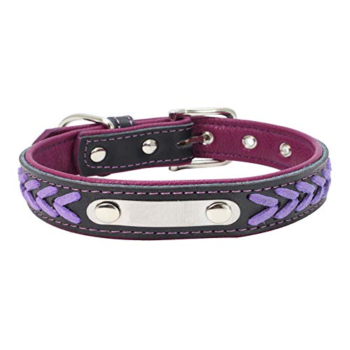 Tlwrnop Katzenhalsband für kleine Hundeleder Katzenwelpenhalsbänder Haustierbedarf Produkt einstellbar für Kätzchen Haustierhalsbänder -Purple_M von Tlwrnop