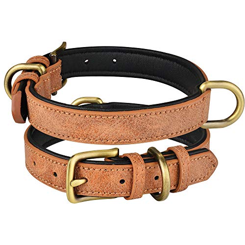 Tlwrnop Leder verdicken langlebig personalisierte Hundehalsbänder Hundehalsbänder Hunde ID Tags einstellbar groß mittel klein Hundewelpen-Brown_L von Tlwrnop