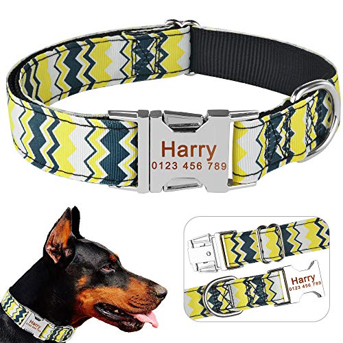 Tlwrnop Nylon Boy Girl Hundehalsband Personalisiert Gravierter Name ID Mittel Groß Schwer Hochleistungs-L_37-60cm__ von Tlwrnop