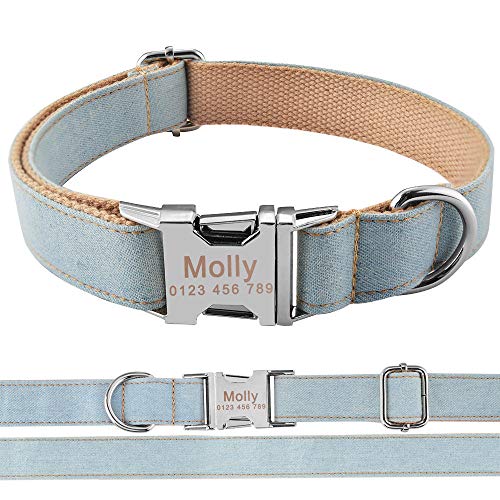 Tlwrnop Personalisiertes Hundehalsband Robustes Nylon Welpenname ID Graviert auf Schnalle XS-L-M_31-50cm_ von Tlwrnop