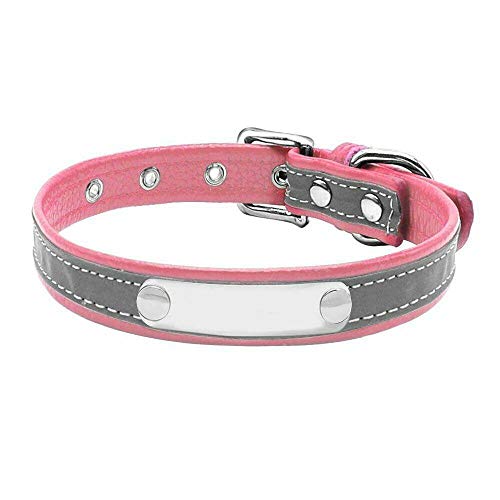 Tlwrnop Reflektierendes Leder Hundehalsband Tag Girl Boy Katze Kätzchen Welpenhalsbänder Klein Mittel Verstellbar-Pink_Dog_Collar_XS_20-26cm von Tlwrnop