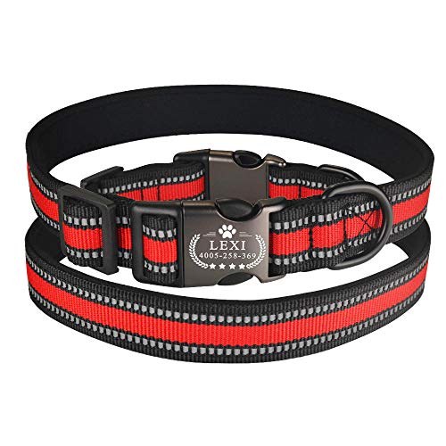 Tlwrnop Robustes Hundehalsband Gravur Personalisiertes verstellbares Nylon XS-L Reflektierendes Material Hundename Id Tag Haustiere Zubehör-Red_S_ (10-15.5_inch) von Tlwrnop