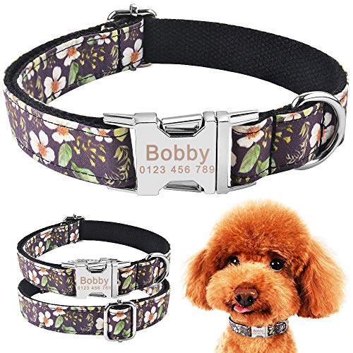 Tlwrnop Verstellbares Hundehalsband Personalisiertes strapazierfähiges Nylon Graviert ID Name Junge Mädchen-L (35-56 cm) von Tlwrnop