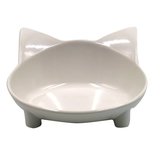 Tmianya Flacher Katzenfutternapf, breiter Teller, rutschfeste Katzenfütterung bei Schnurrhaarermüdung 1310Jhir (White, One Size) von Tmianya