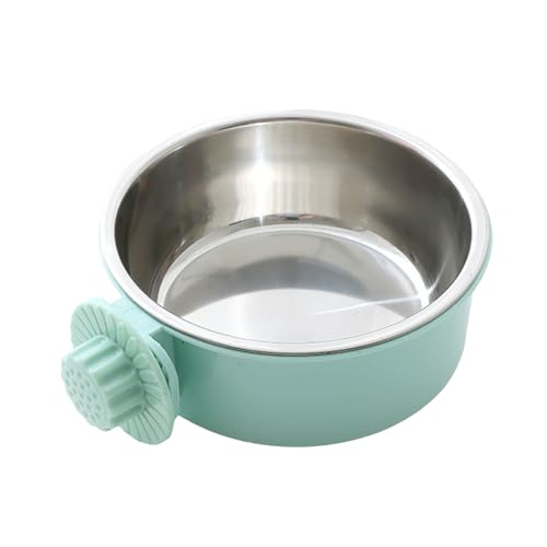 Hängenapf für Haustiere 2-in-1 Abnehmbarer Hängenapf Edelstahl für Welpen/Katzen, Futternapf zum Aufhängen Großer Futterspender für Hunde Katzen 13,5 cm Hängenapf für Haustiere (Green, One Size) von Tmianya