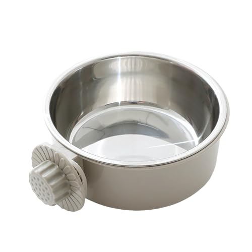 Hängenapf für Haustiere 2-in-1 Abnehmbarer Hängenapf Edelstahl für Welpen/Katzen, Futternapf zum Aufhängen Großer Futterspender für Hunde Katzen 13,5 cm Hängenapf für Haustiere (Grey, One Size) von Tmianya