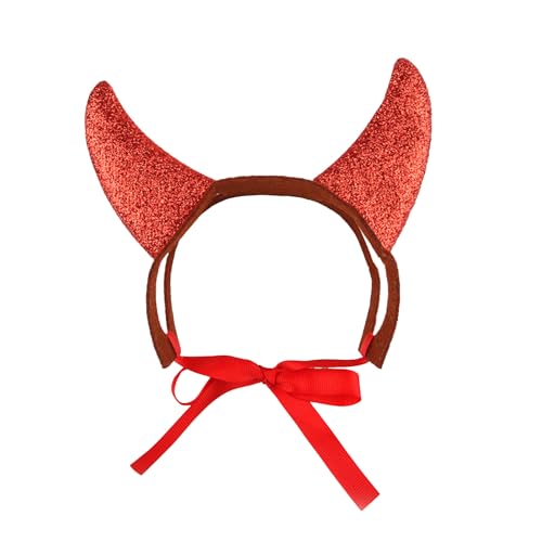 Halloween-Haustierkostüm Hundehorn-Stirnband Katzen-Verkleidungszubehör für Katzen Hunde Verstellbar, Rot/Schwarz, Halloween-Haustierkostüm, Horn Lustige Dekoration Haustierkostüm Hundehorn (Red, M) von Tmianya