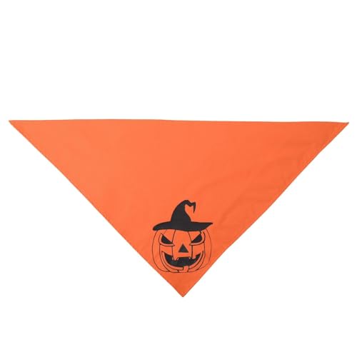 Halloween Hundehandtuch Haustier Einzeln Groß Schwarz Orange Kürbisgesicht Dreieckstuch Haustierschal Festivalzubehör Halsband Mit Haltegriff Hundehandtuch Haustier Halsband (Orange, 70x48x0.1) von Tmianya