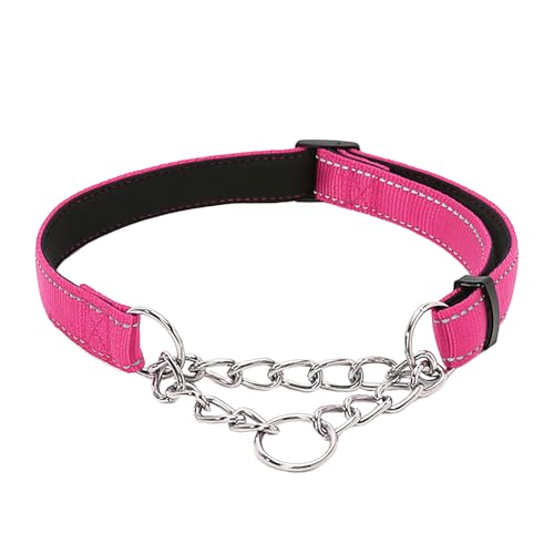 Tmianya Pet Supplies Nylon Reflektierende Trainingshund Begleitende Weiche Hundehalskette P-Kette XQQ0309 (Hot Pink, L) von Tmianya