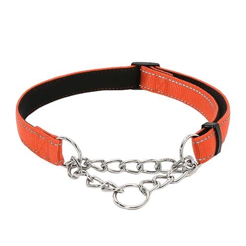 Tmianya Pet Supplies Nylon Reflektierende Trainingshund Begleitende Weiche Hundehalskette P-Kette XQQ0309 (Orange, S) von Tmianya