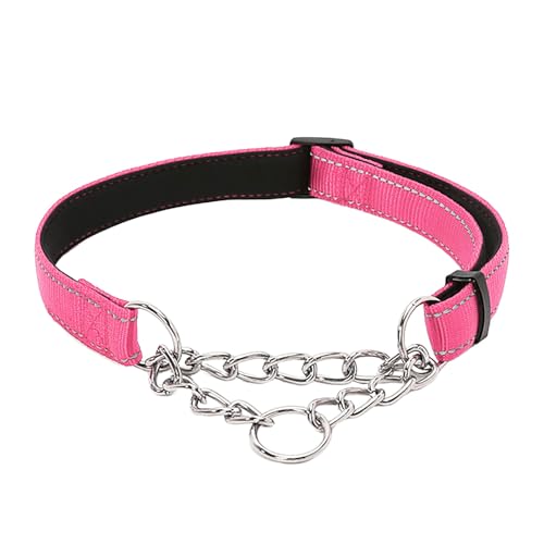 Tmianya Pet Supplies Nylon Reflektierende Trainingshund Begleitende Weiche Hundehalskette P-Kette XQQ0309 (Pink, M) von Tmianya