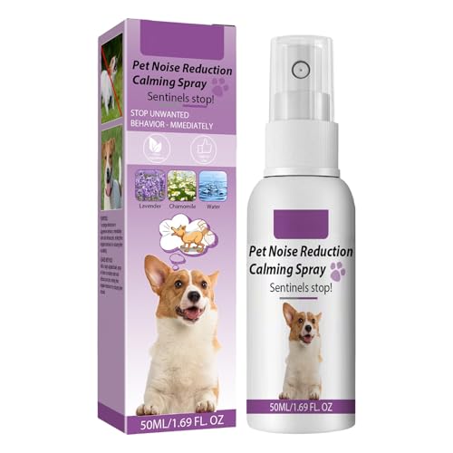 Tmianya Beruhigendes Geräuschreduzierendes Spray für Haustiere Lindert Ängste Fördert Minimierung Stressbedingter Lautäußerungen 50 ML Labradoodle Zubehör Beruhigendes Beruhigendes (Purple, 14X5CM) von Tmianya