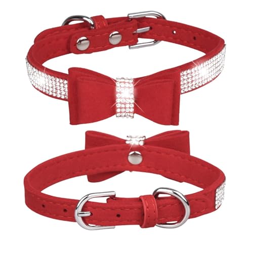 Tmianya Haustierhalsband, glänzende Strasssteine, Hundehalsband, Schleifen, Katzenhalsband 1387Jhir (B, S) von Tmianya