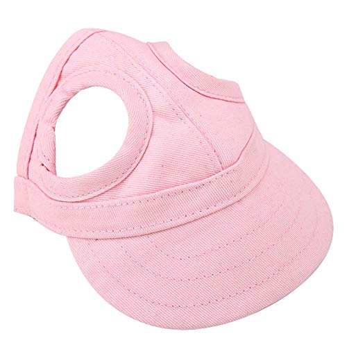 Haustier Baseballmütze, Hund Katze Outdoor Sunbonnet mit Ohrlöchern verstellbaren Streifen Sommer Haustier Eltern-Kind Hut(S-Rosa) von Tnfeeon