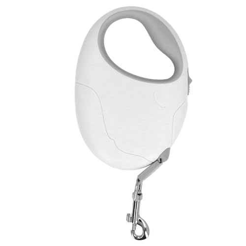 Mini-einziehbare Hundeleine mit EIN-klick-Bremse, Automatischem Rückzug, Ergonomischem Griff, Strapazierfähigem Material Zum Spazierengehen, Joggen, Wandern (White) von Tnfeeon