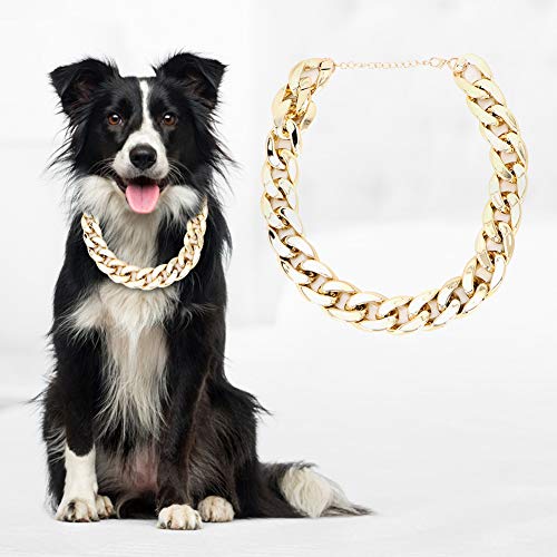 Modischer Glänzender Hund aus Kunststoff, Hundezubehör, Hundebekleidung, Choke-Kette, Halsband, Dekorationshalsband für Französische Bulldogge, Hundebekleidung (Gold) von Tnfeeon