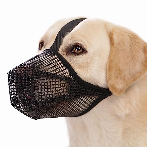 Tnfeeon Nylon-Maulkorb für Kleine, Mittelgroße und Große Hunde, Atmungsaktives und Trinkbares Air-Mesh-Maulkorb Gegen Beißen, Antibellen und Lecken (18,5 x 13,5 cm / 7,3 x 5,3 Zoll) von Tnfeeon