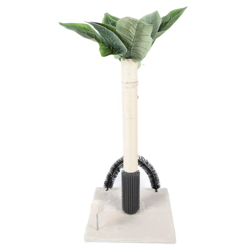 Tnfeeon 29,5 Zoll Hoher Kratzbaum für Katzen, Monstera Deliciosa, Sisal-Kratzbäume mit Selbstpflegendem Ball, Stabile Kratzbäume für Katzen Im Innenbereich (Beige) von Tnfeeon