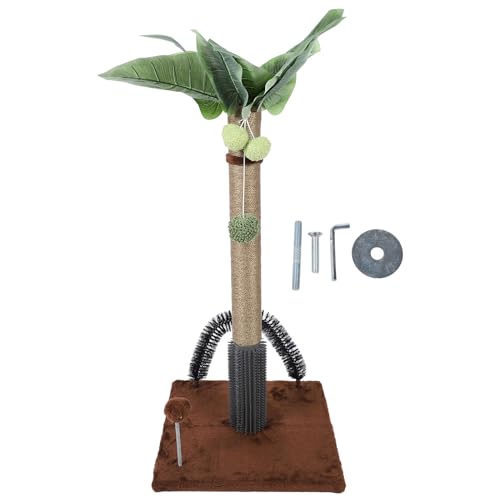 Tnfeeon 29,5 Zoll Hoher Kratzbaum für Katzen, Monstera Deliciosa, Sisal-Kratzbäume mit Selbstpflegendem Ball, Stabile Kratzbäume für Katzen Im Innenbereich (Brown) von Tnfeeon