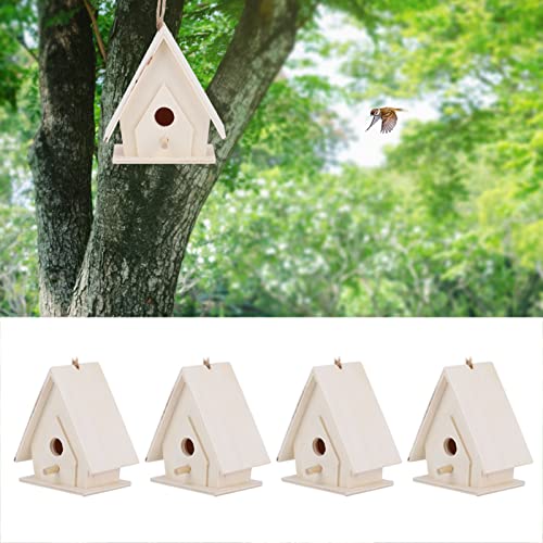 Tnfeeon 4 Stück Holz-Vogelhäuser, Vogelhaus für Draußen, Feuchtigkeitsbeständig, Zum Aufhängen, Vogelhaus aus Holz, Heimtierbedarf, Zubehör für Nymphensittiche von Tnfeeon