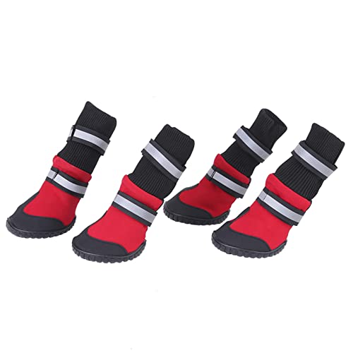 Tnfeeon 4-teiliges Set, Wasserdichtes Haustier, Hundezubehör, Hundebekleidung, Hundeschuhe, rutschfeste Schutzstiefel für Große Hunde, Schwarz, XL, Hundebekleidung (L) von Tnfeeon