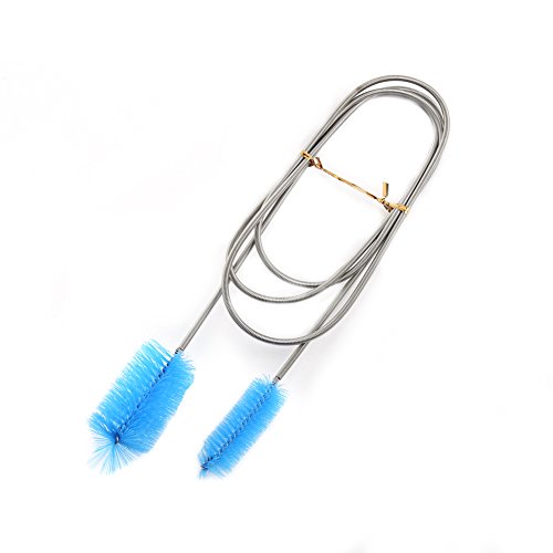 Tnfeeon Aquarium Pipe Cleaning Brush, Flexible doppelköpfige Nylon-Draht Edelstahl Federbürste Aquarium Filter Reinigungswerkzeug(Blau) von Tnfeeon