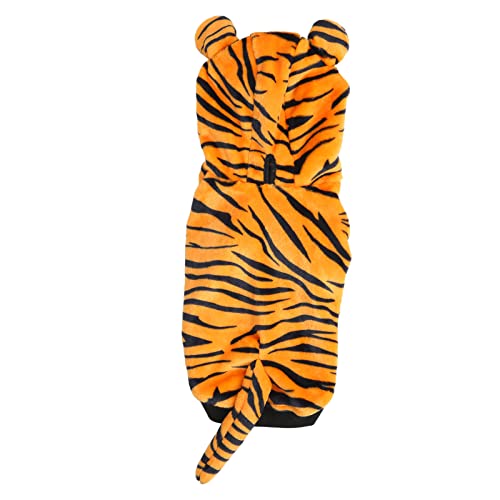 Tnfeeon Hunde-Winterkleidung, Hunde-Tiger-Hoodie, Weiche Hunde-Tiger-Kleidung, Polyester, Baumwolle, Gefüttert, Warm, Bequem, Hunde-Winter-Sweatshirt mit Tiger-Schwanz für die Tägliche Party von Tnfeeon